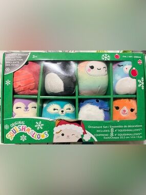 Squishmallows Holiday Ornament Set 8 Pack 4” Christmas Plush NIB